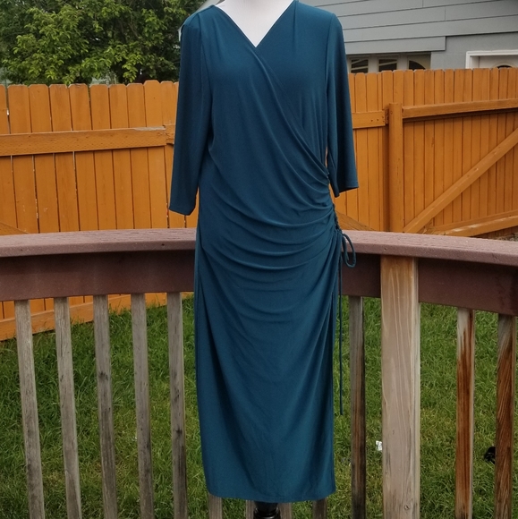 Kiyonna Dresses & Skirts - *Host Pick* Blue green plus size wrap dress